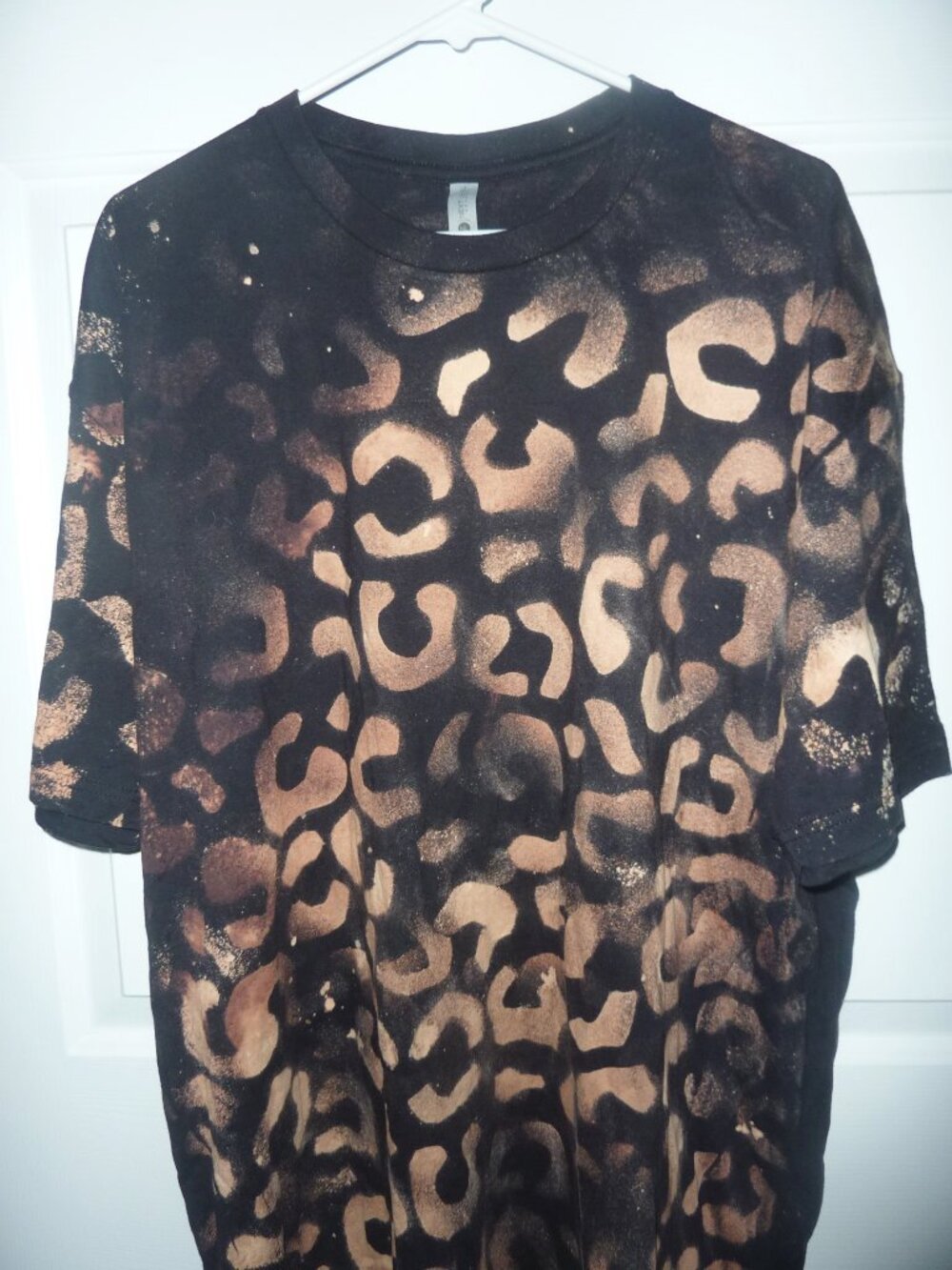 Brand New Next Level Distressed Leopard Print on Black Shirt Size 3X